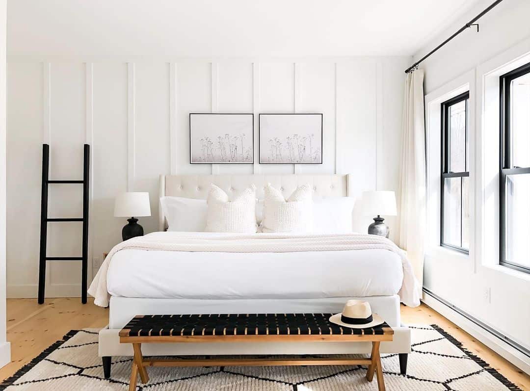 Board and Batten Accent Wall With a Neutral Bed