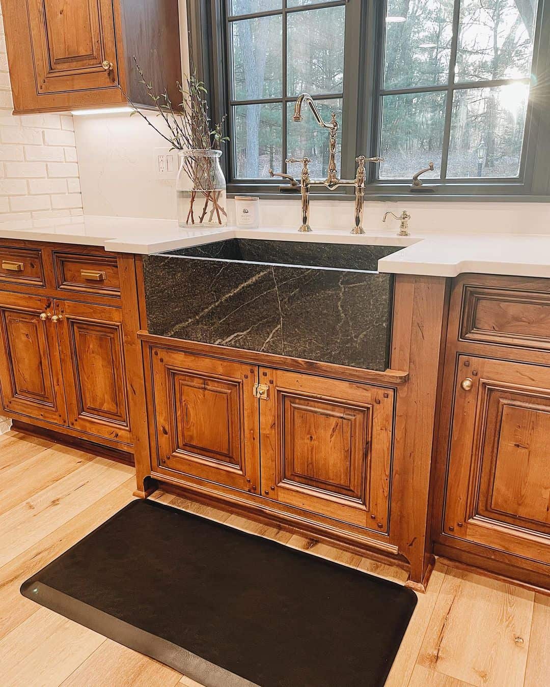 Farmhouse Kitchen With Wood Cabinets