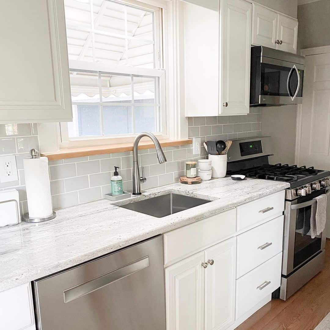 Farmhouse Kitchen With Tiled Walls