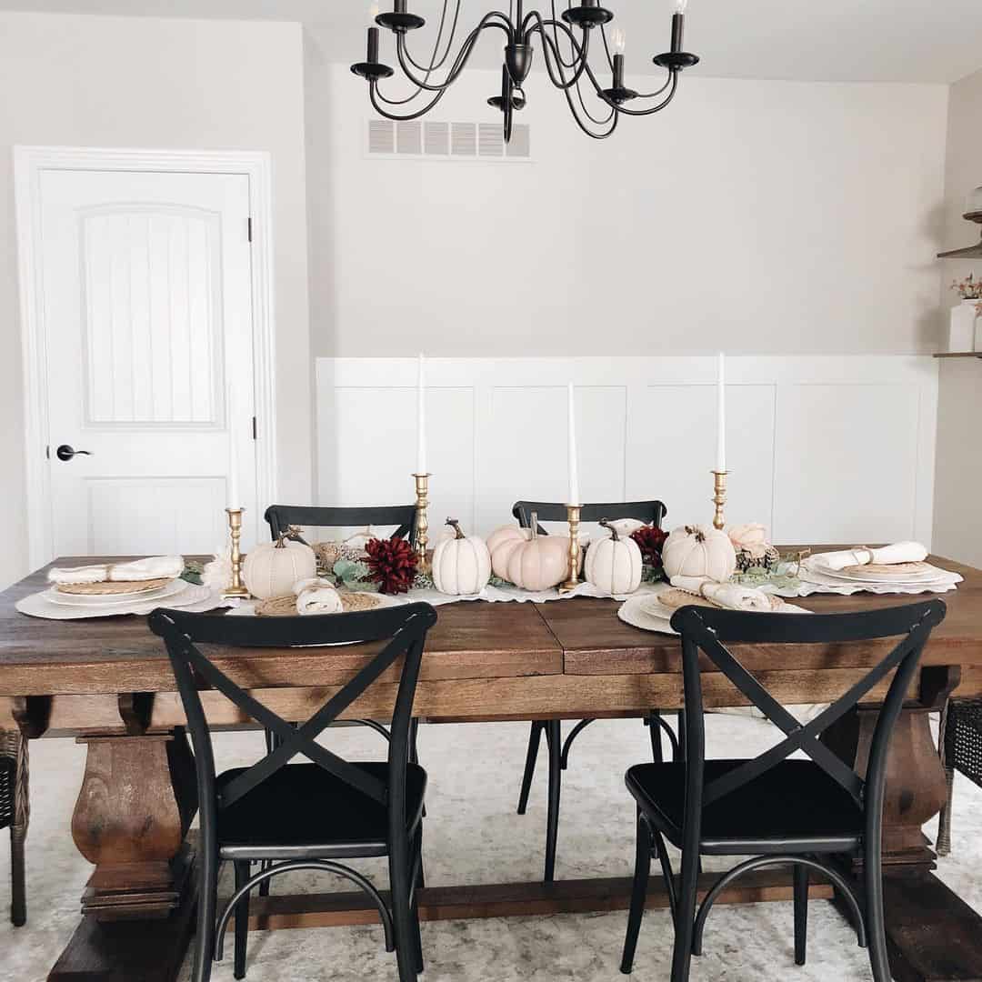 Cream Pumpkins and Gold Candlesticks Centerpiece