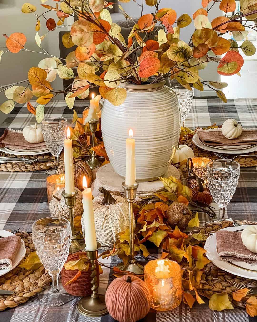 Abundant Fall Leaves Tablescape