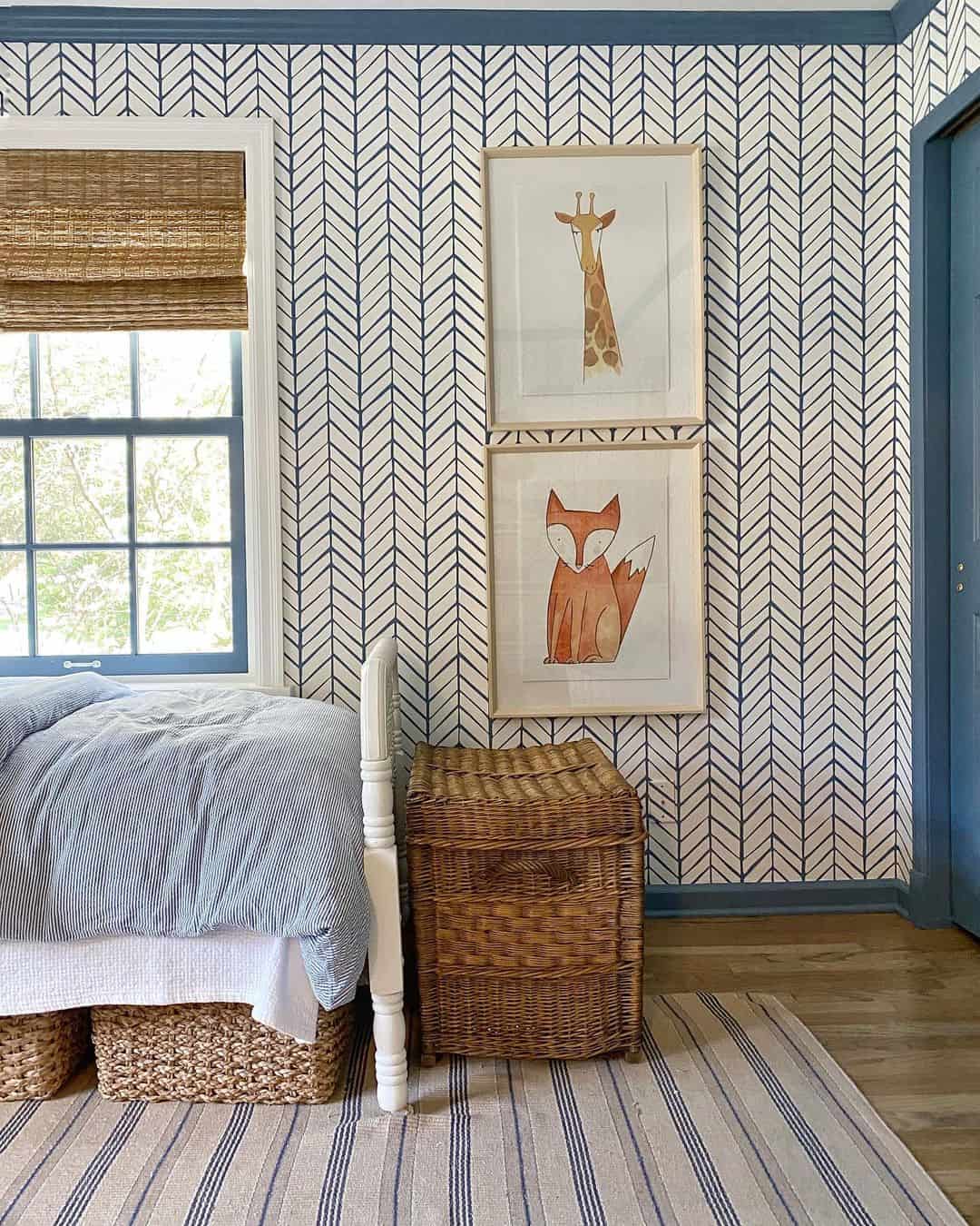 Blue and White Chevron Nursery with Animal Prints