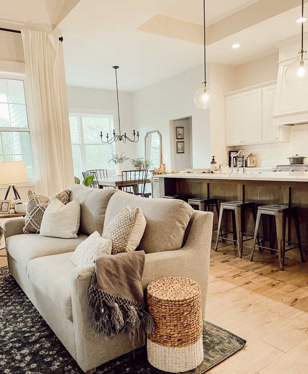 Woven End Table in Open Living Room
