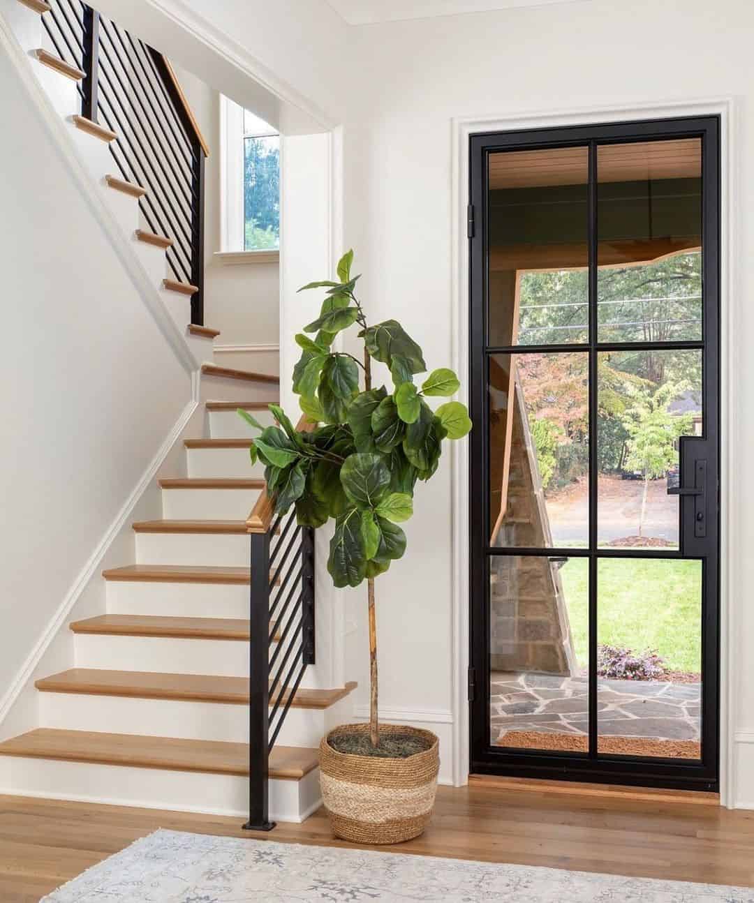 Two-toned Steps with White Stair Skirt Board