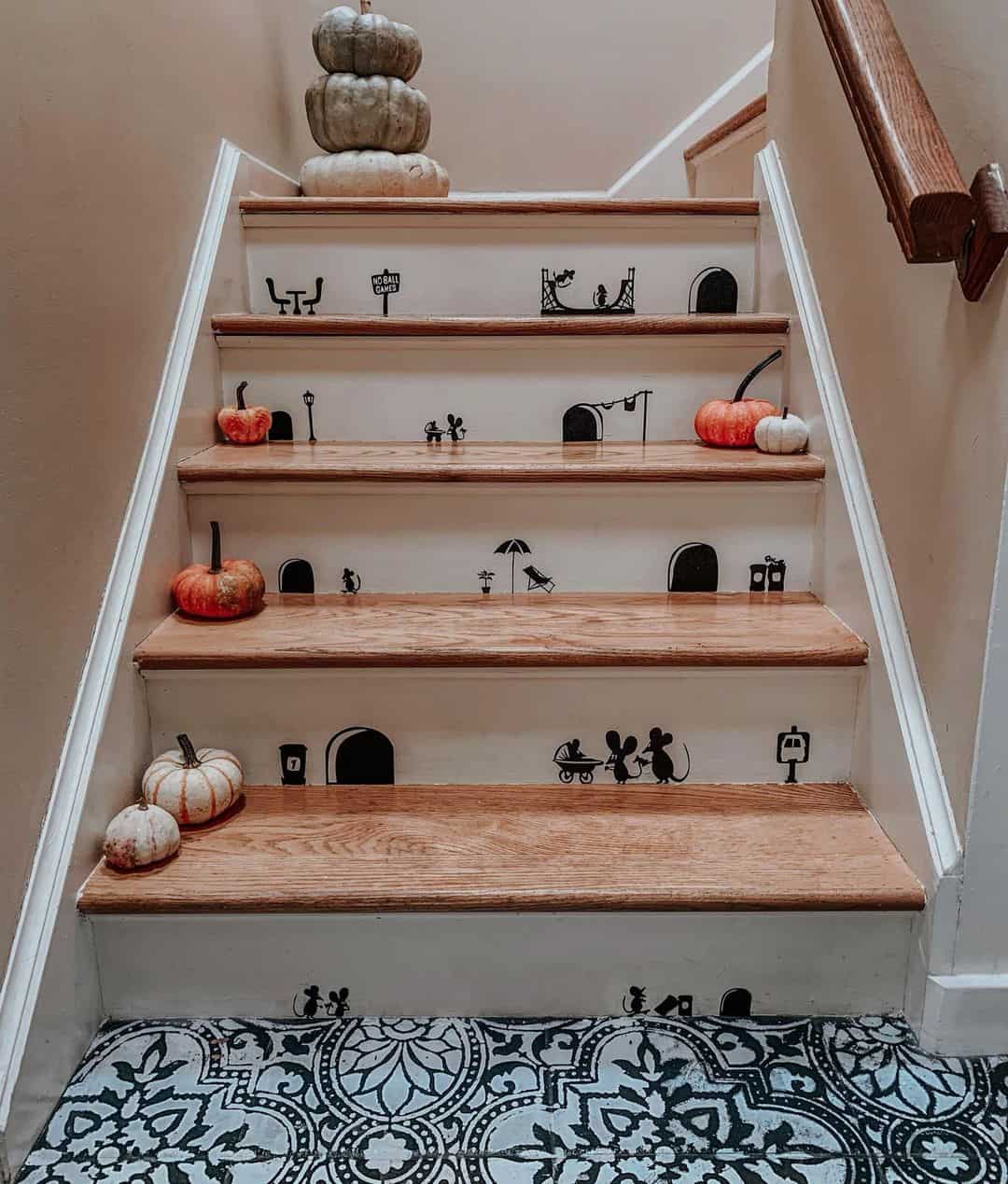 Stairs with White Stair Skirt Board Trim