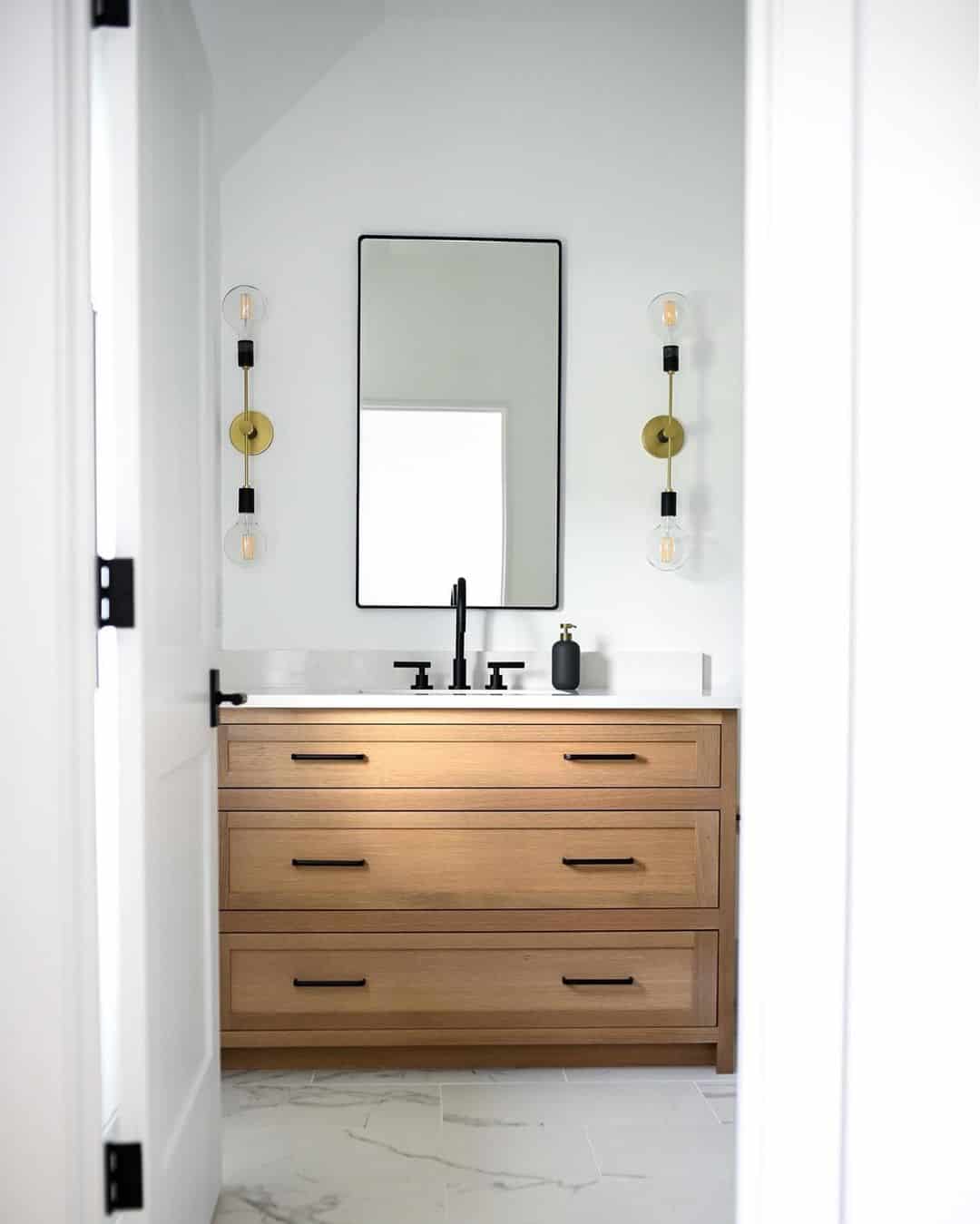 Black Metal Rectangular Bathroom Mirror