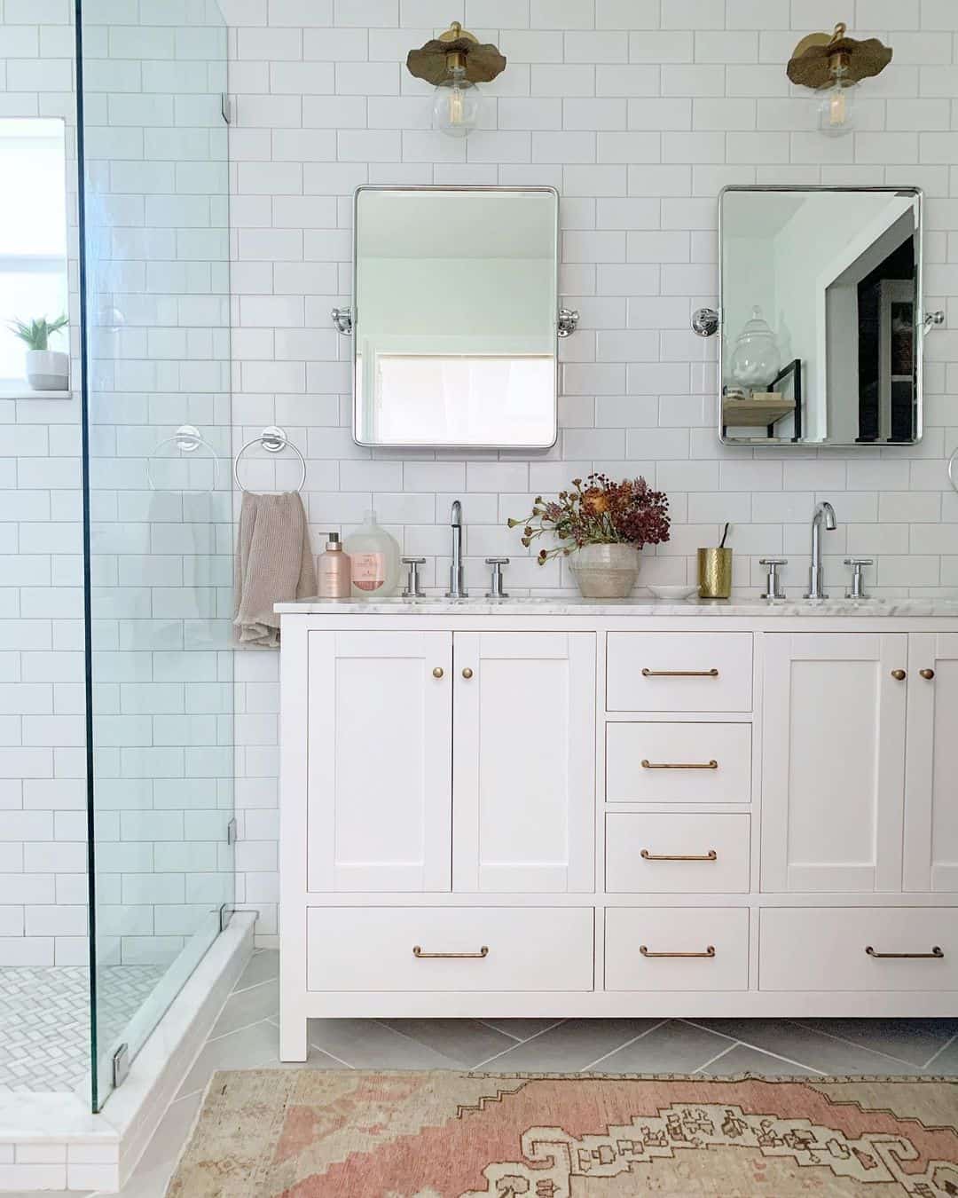 Silver Metal Framed Rectangular Bathroom Mirrors