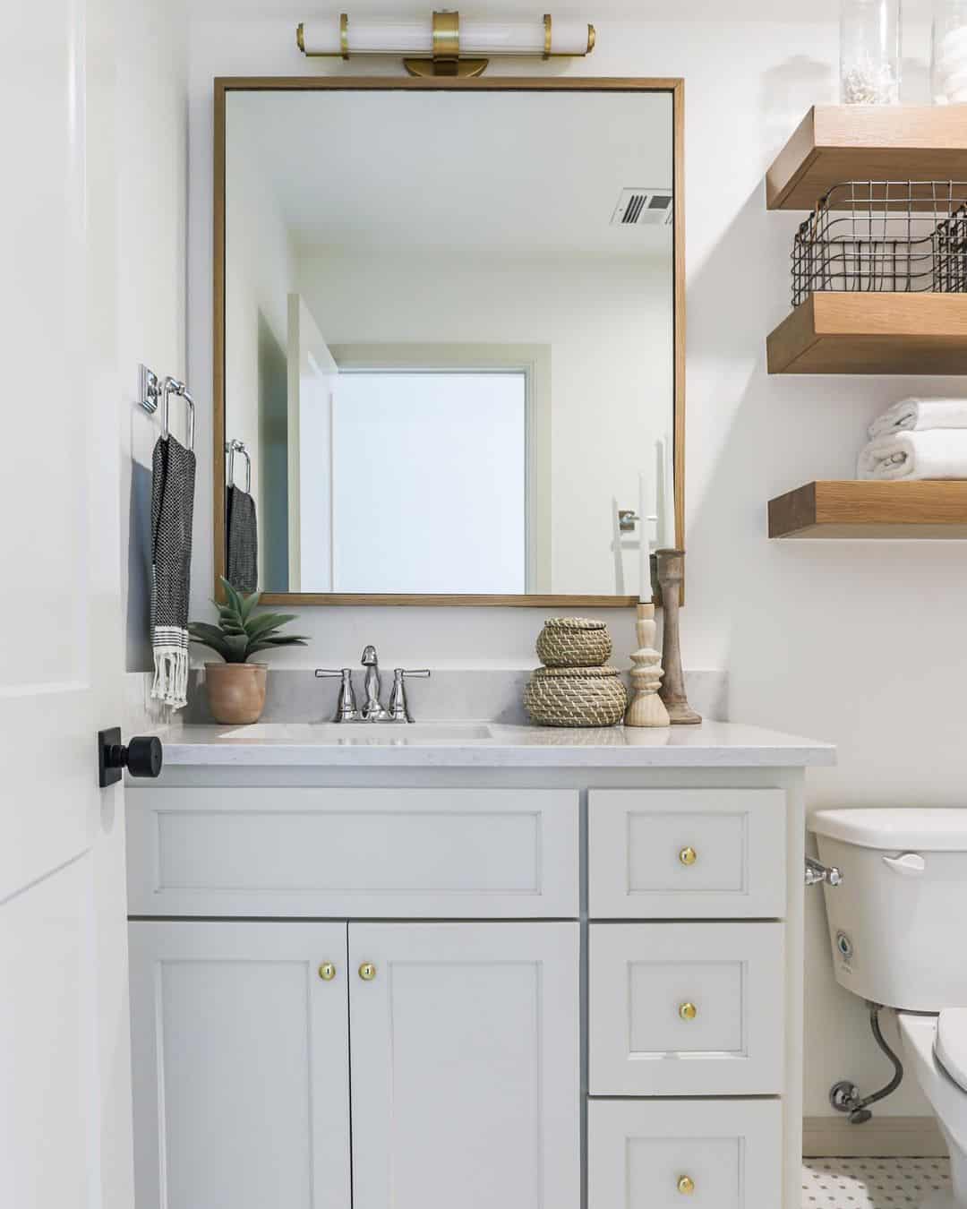 Rectangular Wood Frame Bathroom Mirror