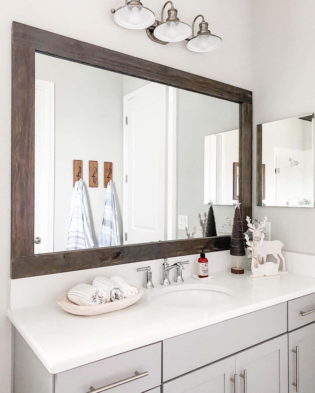 Stained Wood Frame Rectangular Mirror