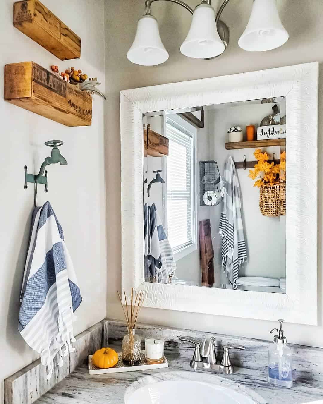 White Frame Square Bathroom Mirror