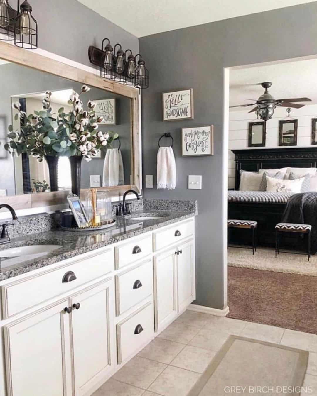 Rectangular Wood Mirror for Farmhouse Bathroom