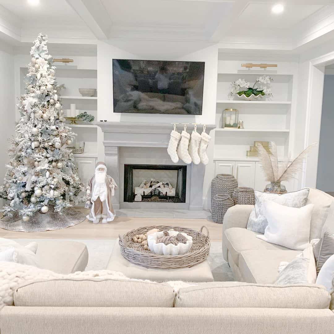 Cream Sectional and Matching Tufted Ottoman