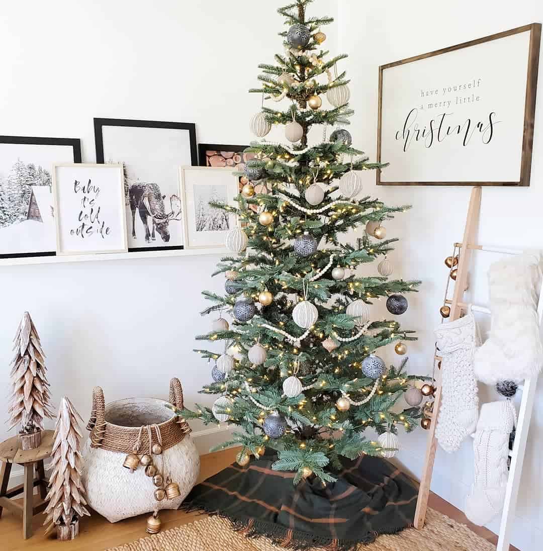 Floating Shelf Above Wood Tree Ornaments