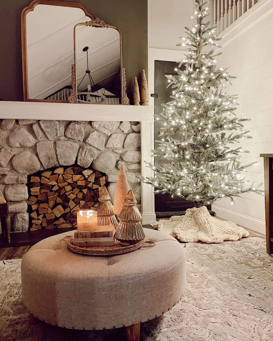 Circular Ottoman and Knit Tree Skirt Ideas